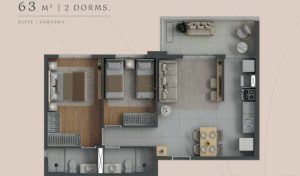 Torre Oasis - 63m² | 2 dorms.